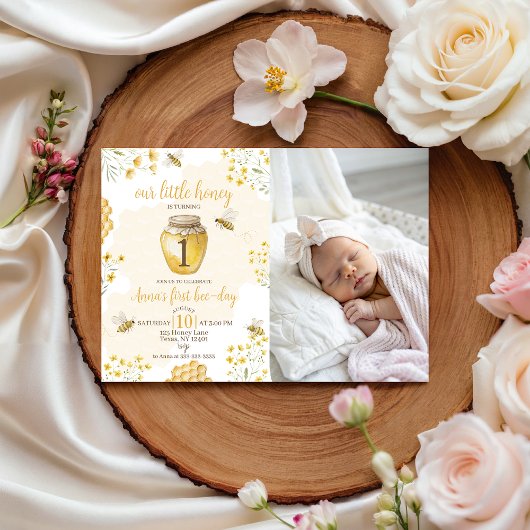 Invitation Little Honey Photo 1st Birthday Invite