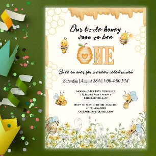 Invitation Little Honey To Bee Un Fleur sauvage 1er anniversa