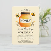 Invitation Little Honey Watercolor Bee Baby Shower (Debout devant)