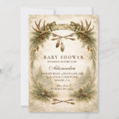 Invitation Little Hunter Antler Woodland Baby Shower (Devant)