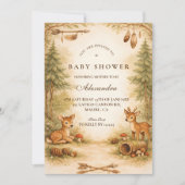 Invitation Little Hunter Woodland Deer Baby Shower (Devant)