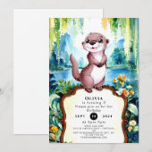 Invitation Little Joyful Otter Anniversaire (Devant / Derrière)