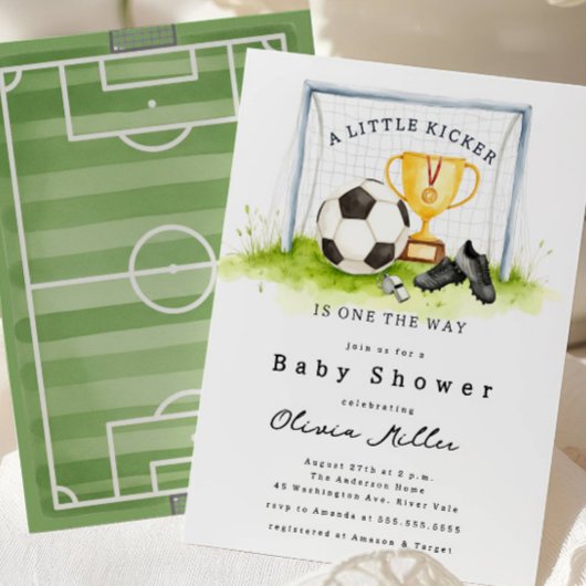 Invitation Little Kicker Soccer Baby Shower Invite