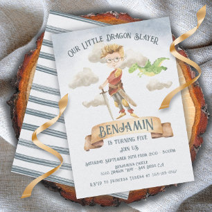 Invitation Little Knight Dragon Slayer Fairytale Anniversaire