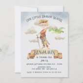 Invitation Little Knight Dragon Slayer Fairytale Anniversaire (Devant)