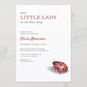 Invitation Little Lady Ladybug Gingham Baby Shower (Devant)