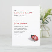 Invitation Little Lady Ladybug Gingham Baby Shower (Debout devant)