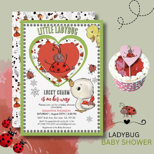 Invitation Little Ladybug Ducklin's Lucky Charm is on Her Way