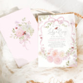 Invitation Little Ladybug Pink Bow Wildflower Baby Shower