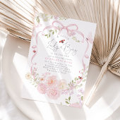 Invitation Little Ladybug Pink Bow Wildflower Baby Shower