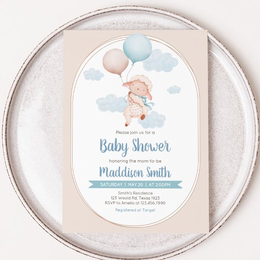 Invitation Little Lamb Baby Shower