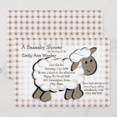 Invitation Little Lamb En vichy Baby shower (Devant / Derrière)