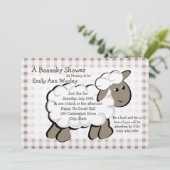 Invitation Little Lamb En vichy Baby shower (Debout devant)