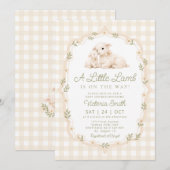 Invitation Little Lamb Gender Neutral Baby Shower (Devant / Derrière)