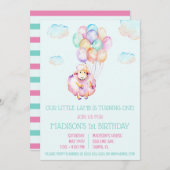 Invitation Little Lamb Premier anniversaire (Devant / Derrière)