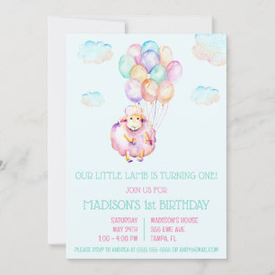 Invitation Little Lamb Premier anniversaire