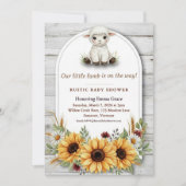Invitation Little Lamb Sunflower Rustic Baby Shower (Devant)