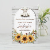 Invitation Little Lamb Sunflower Rustic Baby Shower (Debout devant)