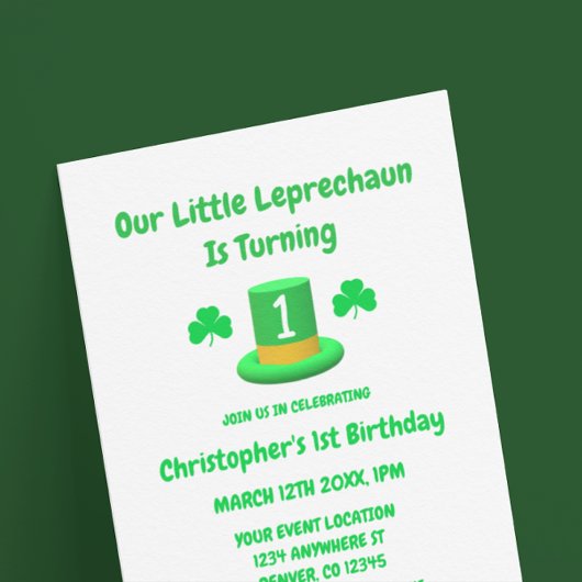Invitation Little Leprechaun 1er anniversaire