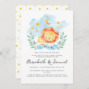 Invitation Little Lion C'est un garçon Watercolor Baby shower