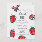 Invitation Little Log Baby shower Ladybug (Devant)