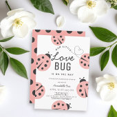 Invitation Little Log Bug Light Rose Ladybug Baby shower
