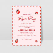 Invitation Little Log Bug rose & Red Ladybug Baby shower