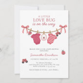 Invitation Little Love Bug Clothesline Baby Shower (Devant)