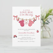 Invitation Little Love Bug Clothesline Baby Shower (Debout devant)