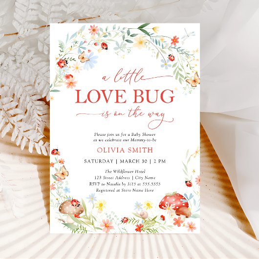 Invitation Little Love Bug Girl Baby shower