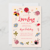 Invitation Little Love Bug Girl Baby shower (Devant)