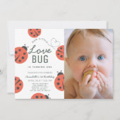 Invitation Little Love Bug Ladybug Girl 1er Anniversaire Phot (Devant)