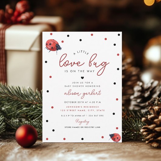 Invitation Little Love Bug Ladybug Girl Baby shower