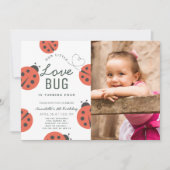 Invitation Little Love Bug Ladybug Girl Birthday Photo (Devant)