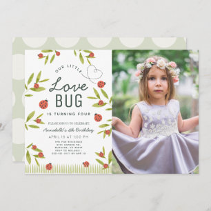 Invitation Little Love Bug Ladybug Girl Photo Anniversaire