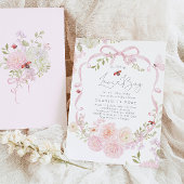 Invitation Little Love Bug Pink Bow Baby Shower