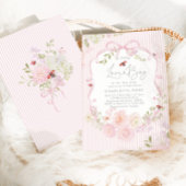 Invitation Little Love Bug Pink Bow Stripes Baby Shower