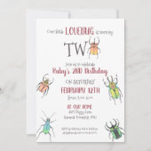 Invitation Little Love Bugs Turin Two Second Birthday Invit (Devant)