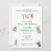 Invitation Little Love Bugs Turin Two Second Birthday Invit (Devant)
