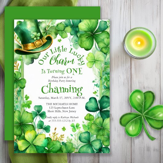 Invitation Little Lucky Charm St. Patrick’s Day 1st Birthday