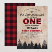 Invitation Little Lumberjack 1ère fête d'anniversaire (Devant / Derrière)
