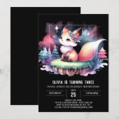 Invitation Little Magic Fox Anniversaire numérique (Devant / Derrière)