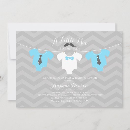 Invitation Little Man Baby shower (Devant)