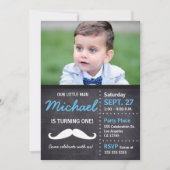 Invitation Little Man fête ses 1 ans | Anniversaire Mustache  (Devant)