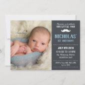 Invitation Little Man Mustache 1er Birthday Boy Chalkboard (Devant)
