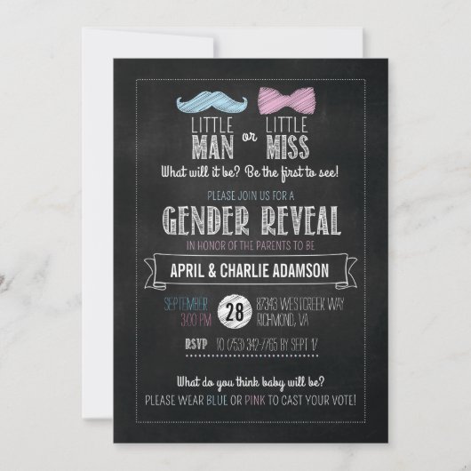 Invitation Little Man ou Little Miss ? Révélation de genre (Devant)