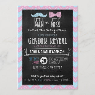Invitation Little Man ou Little Miss ? Révélation de genre