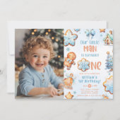 Invitation Little Man tourne une photo de Noël (Devant)