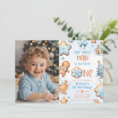 Invitation Little Man tourne une photo de Noël (Debout devant)