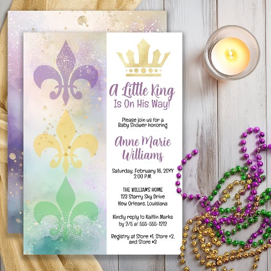 Invitation Little Mardi Gras King Baby Shower 